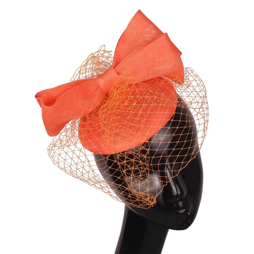 Fashion Bride Wedding Hats Fascinator Bow Hair Accessories Women Party Occasion Headpiece With Mesh Headwear Hairpin Millinery