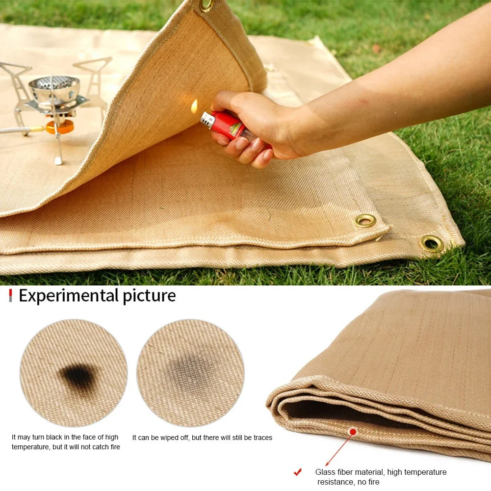 

Camping Fireproof Cloth Flame Retardant Insulation Mat Blanket Glass Coated Heat Insulation Pad Outdoors Picnic Barbecue