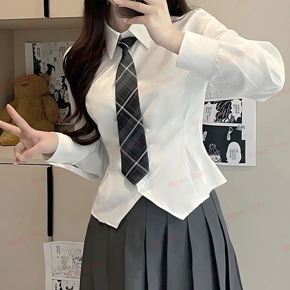 Uniforme escolar japonés para chica, traje Jk, camisa Sexy ajustada con diseño definido en la cintura, disfraces de Anime COS de belleza para mujer, venta al por mayor