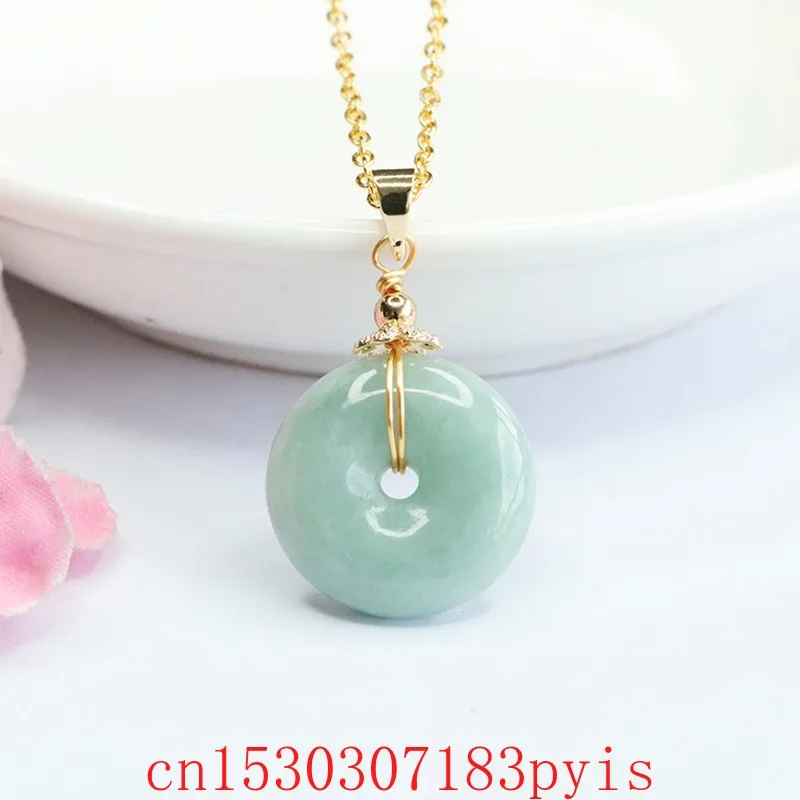 

Natural Burmese Emerald Safety Buckle Pendant 925 Silver Necklace Fashion Fine Jewelry Couple Luxury Charm Amulet Gift for Women