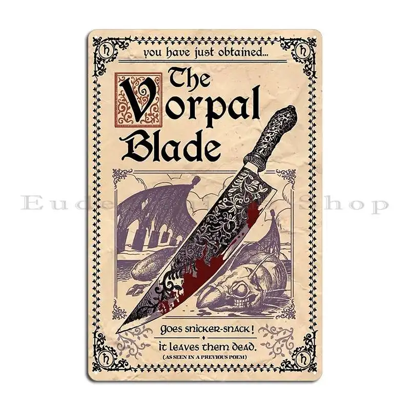 Vorpal Blade Metal Sign Pub Wall Cave Designing Character Bar Cave Tin Sign Poster