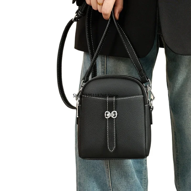 

Женская маленькая сумка через плечо из воловьей кожи для телефона, мини-кошелек на плечо, милая легкая карманная сумка-мессенджер