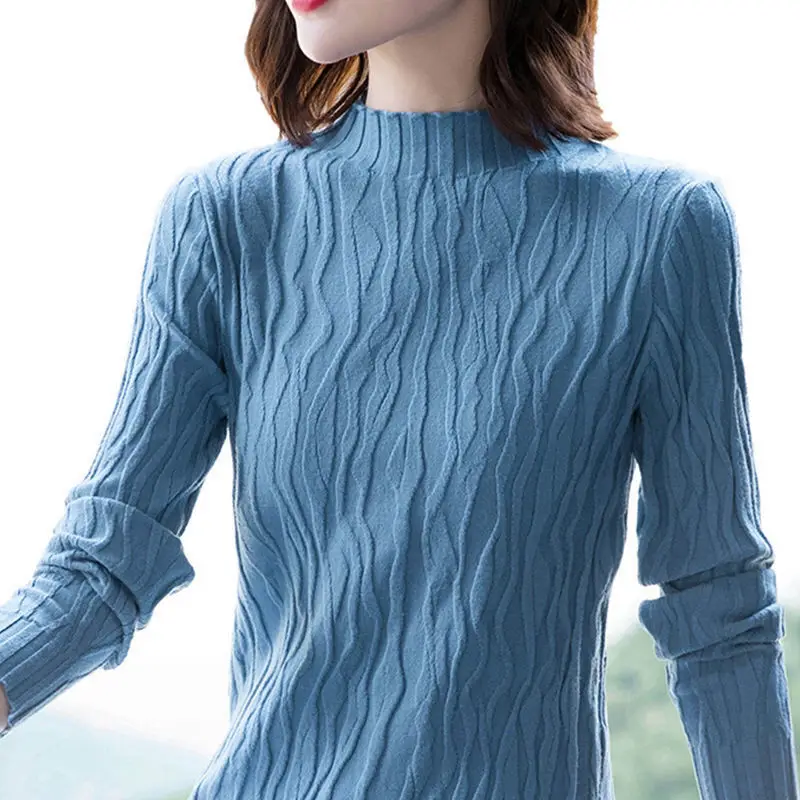 Fashion Turtleneck Knitted Solid Color All-match Sweater Women\'s Clothing 2022 Autumn New Casual Pullovers Loose Korean Tops