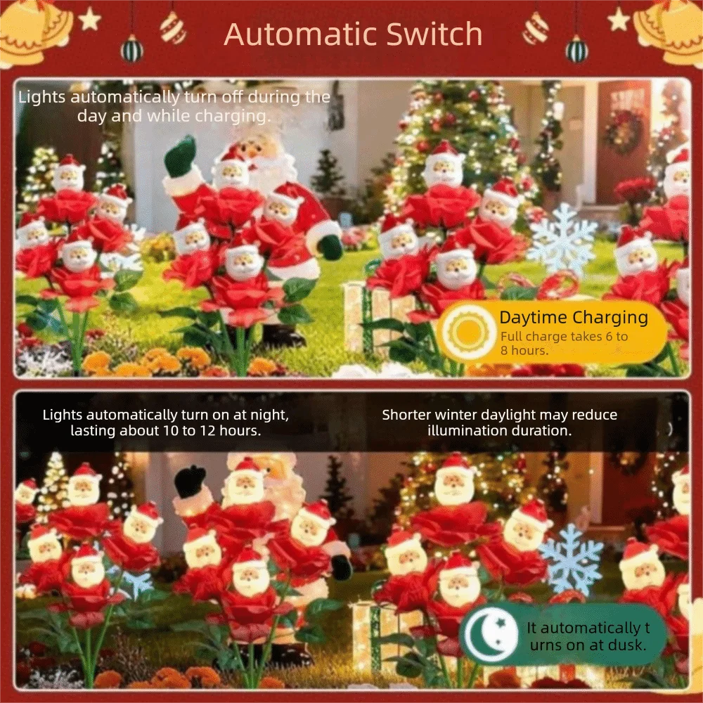 Solar Powered Solar Christmas Lights Waterproof Rose Design Christmas Decorative Lights LED Design Outdoor Ground Light