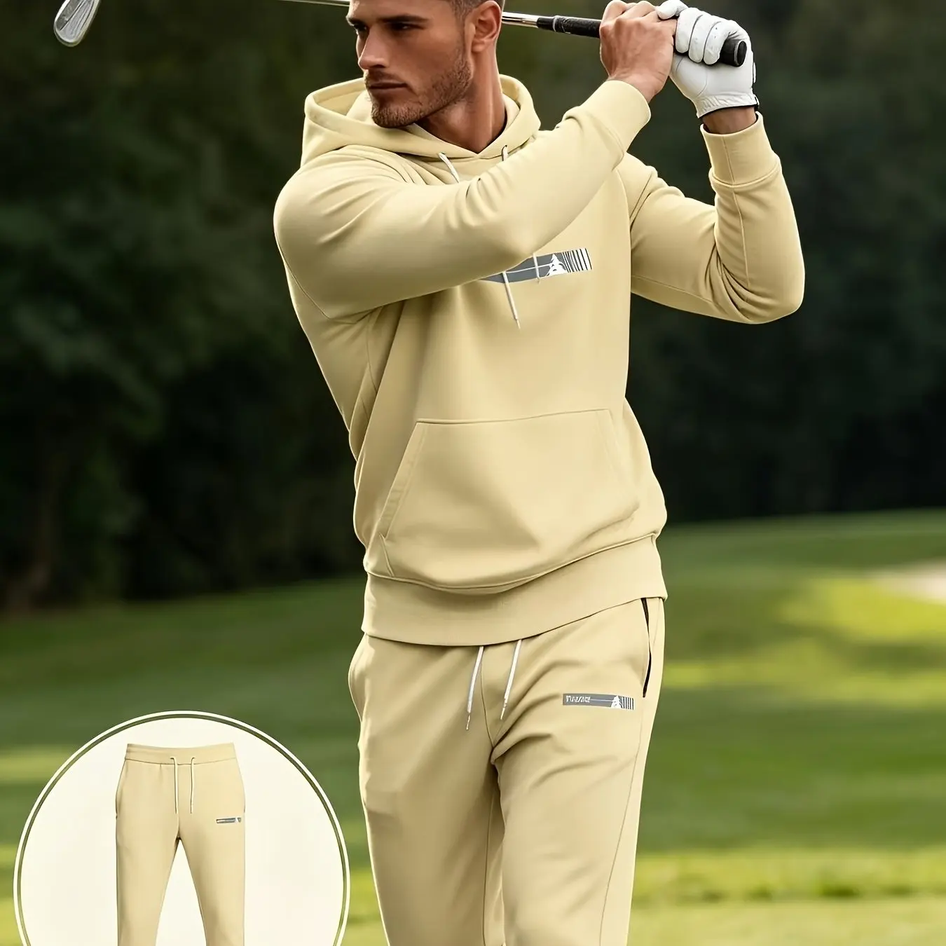 Conjunto Deportivo de 2 Piezas para Hombre, Otoño Invierno 2026, Sudadera con Capucha Estampada y Pantalones Jogger, Material Moderno para Viajes y Fiestas