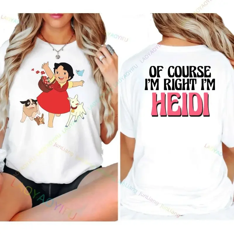 Heidi et bébé chèvre Blouse surdimensionné vintage robe femme Harajuku Y2K décontracté respirant cadeau robe à manches courtes col rond haut