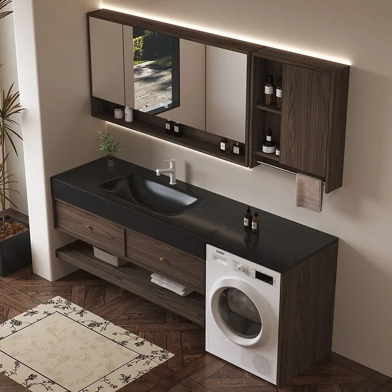 DSA Balcony Washing Machine Cabinet Combination Slate Hot Bending Integrated Basin Bathroom Cabinet Toilet Washbasin