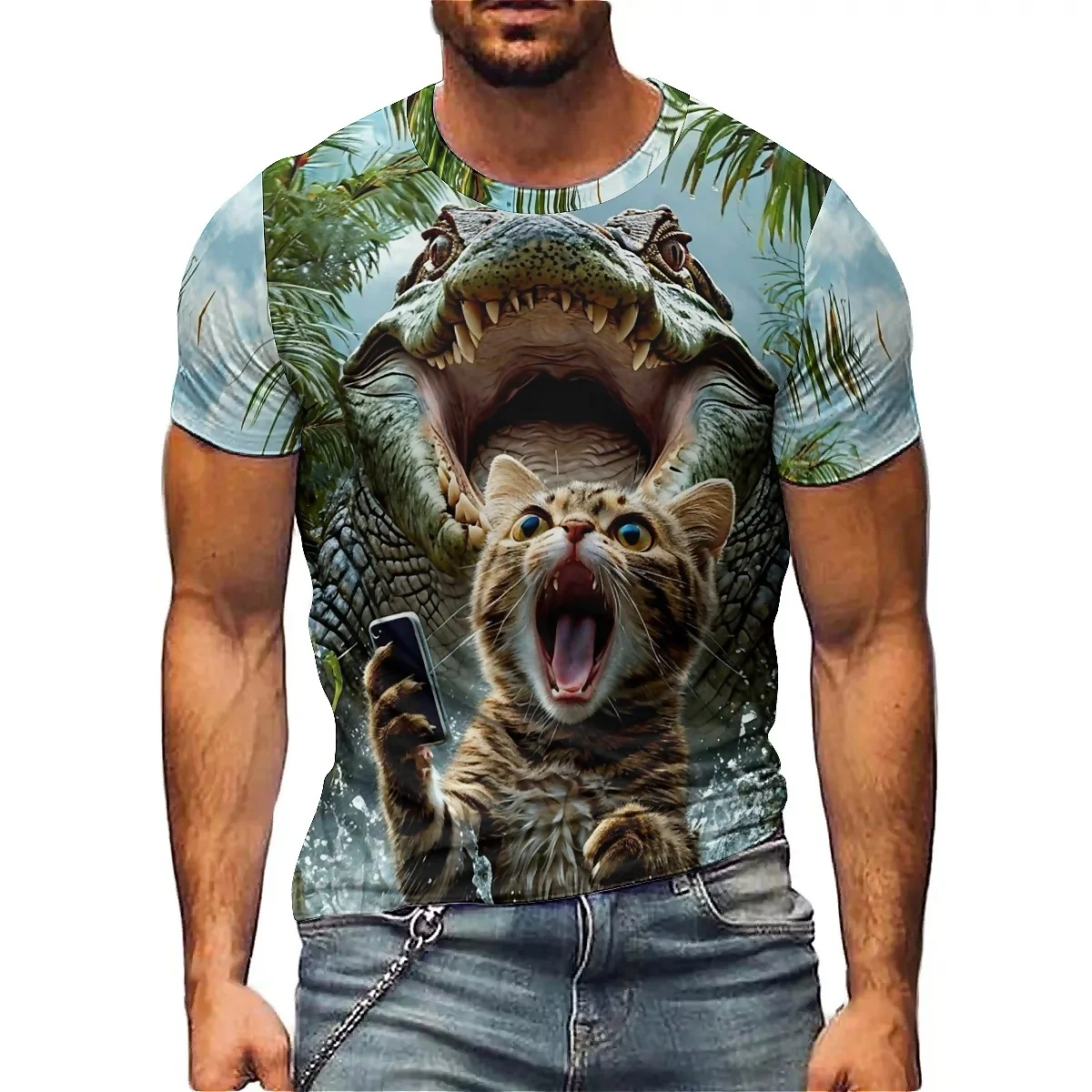 

Four-Season Business Casual Men's 3D Printed Short Sleeve T-Shirt - Youth Full Print