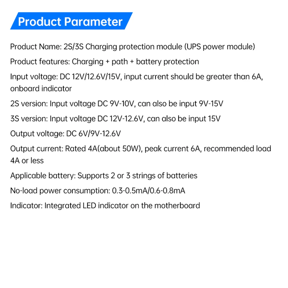 2S 3S Lade-Spannungswandler-Schutzmodul DC 12V/15V 50W 4A USV-Stromversorgungsmodul Unterbrechungsfreie Stromregelungsplatine – Detail 6