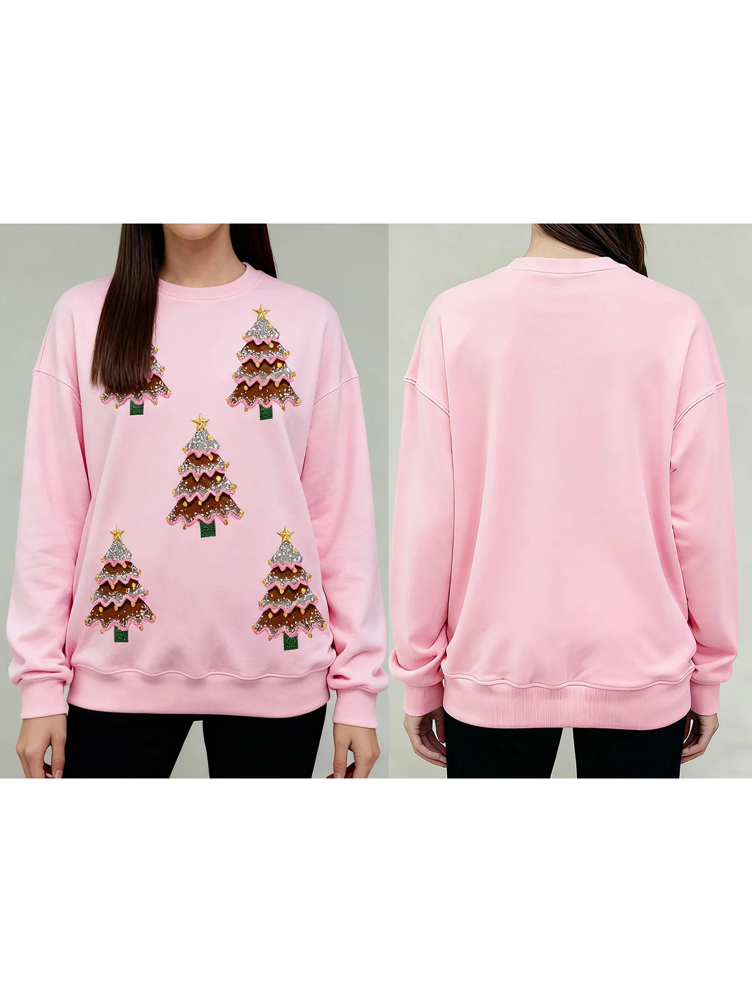 เสื้อสเวตเตอร์มีฮู้ดพิมพ์ลายกวางเรนเดียร์สำหรับผู้หญิงมีฮู้ดแบบมีเชือกผูกและกระเป๋าจิงโจ้สำหรับฤดูหนาว