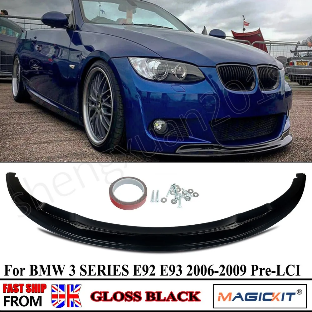 

Front Lip FOR BMW 3 SERIES E92 E93 320i 325i M SPORT Convertible 2006 2007 2008 2009 PRE-LCI FRONT BUMPER SPLITTER GLOSS BLACK