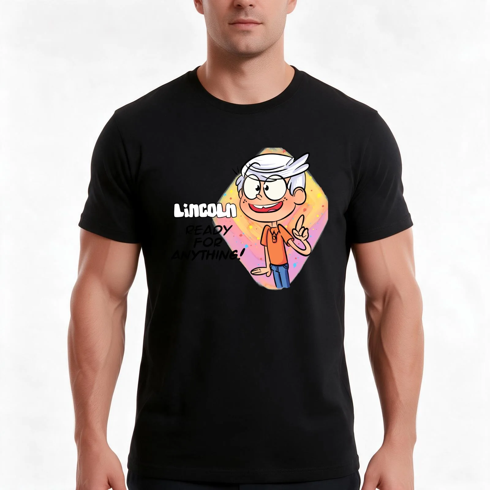 Lincoln The Loud T-Shirt, Summer Casual Cotton Tee, Oversized Streetwear Tops, Vintage Graphic Print, Loose Fit Short Sleeve