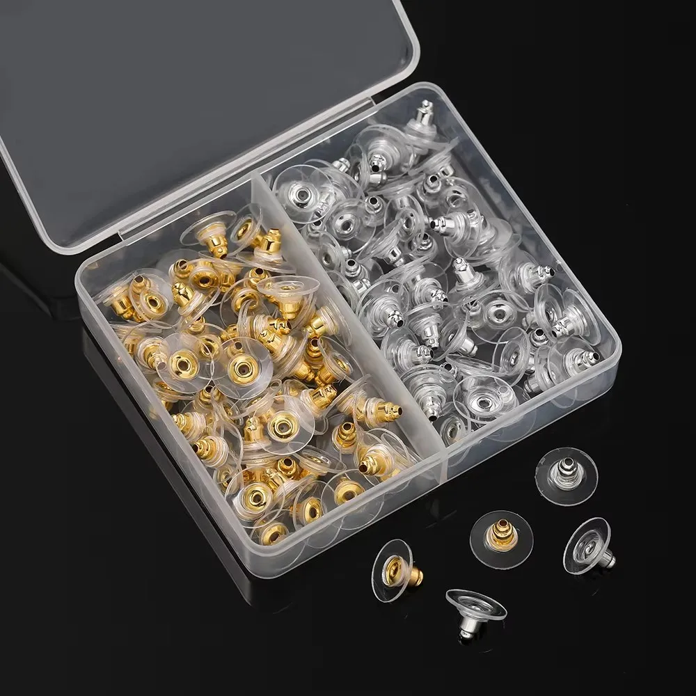 120pcs Boxed Soft Silicone Rubber Earring Back Stoppers For Stud Earring DIY Earring Findings Accessories Ear Blockage Sets