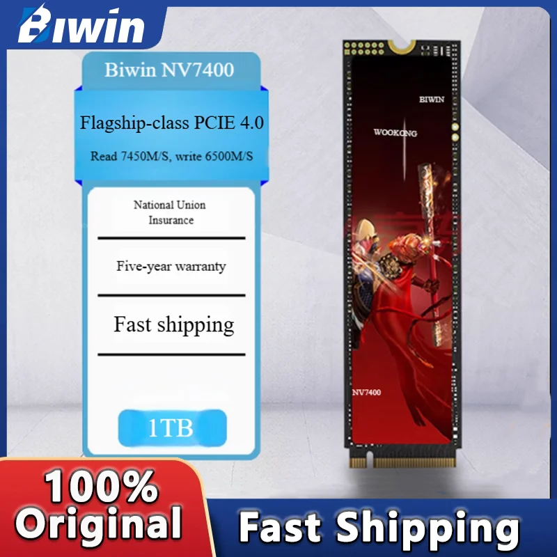 

Твердотельный накопитель Biwin NV7400 M2 2280, 1 ТБ, внутренний твердотельный жесткий диск PCIe 4,0 X 4 NVME SSD