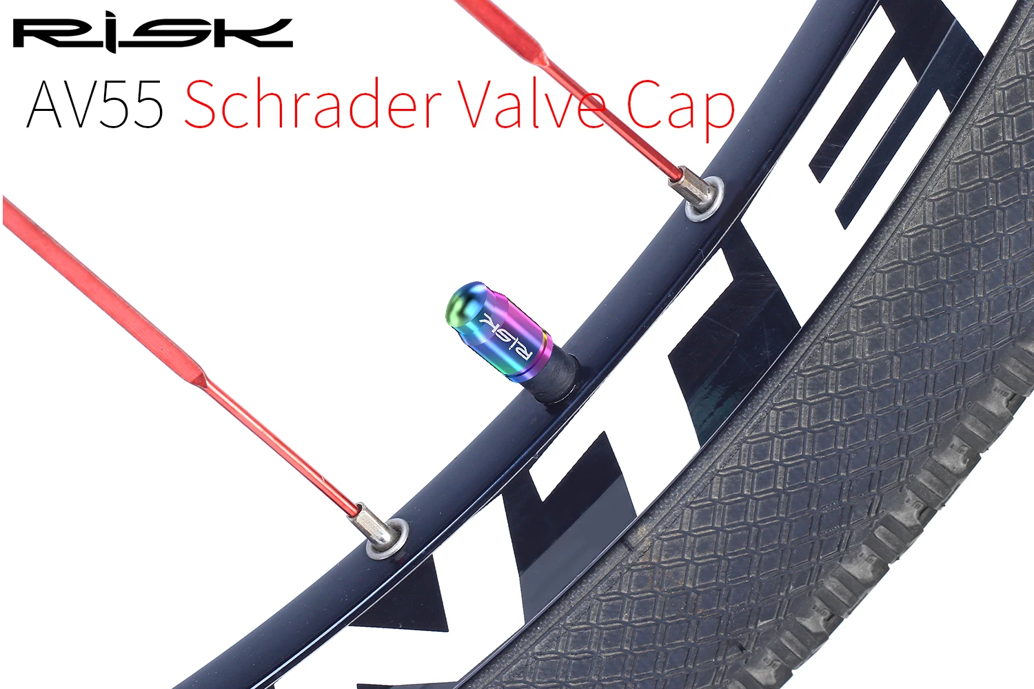 Risk MTB Rennrad Presta Schrader Ventilkappe Wasserdicht Staubdicht FV AV Ventildeckel, Titanlegierung Mutter mit Schraubenschlüssel Werkzeug – Detail 5