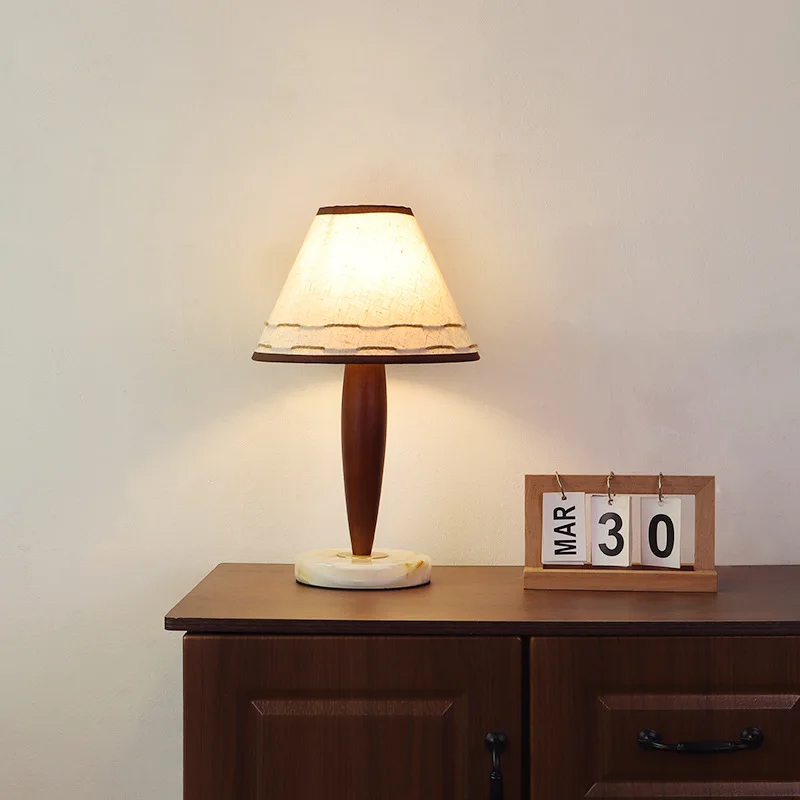 Estilo Japonês LED Lâmpada De Mesa De Mármore, Luzes De Mesa, Sala De Estar, Quarto, Cabeceira, Sofá, Madeira Maciça, Homestay, Villa Cogumelo Decoração