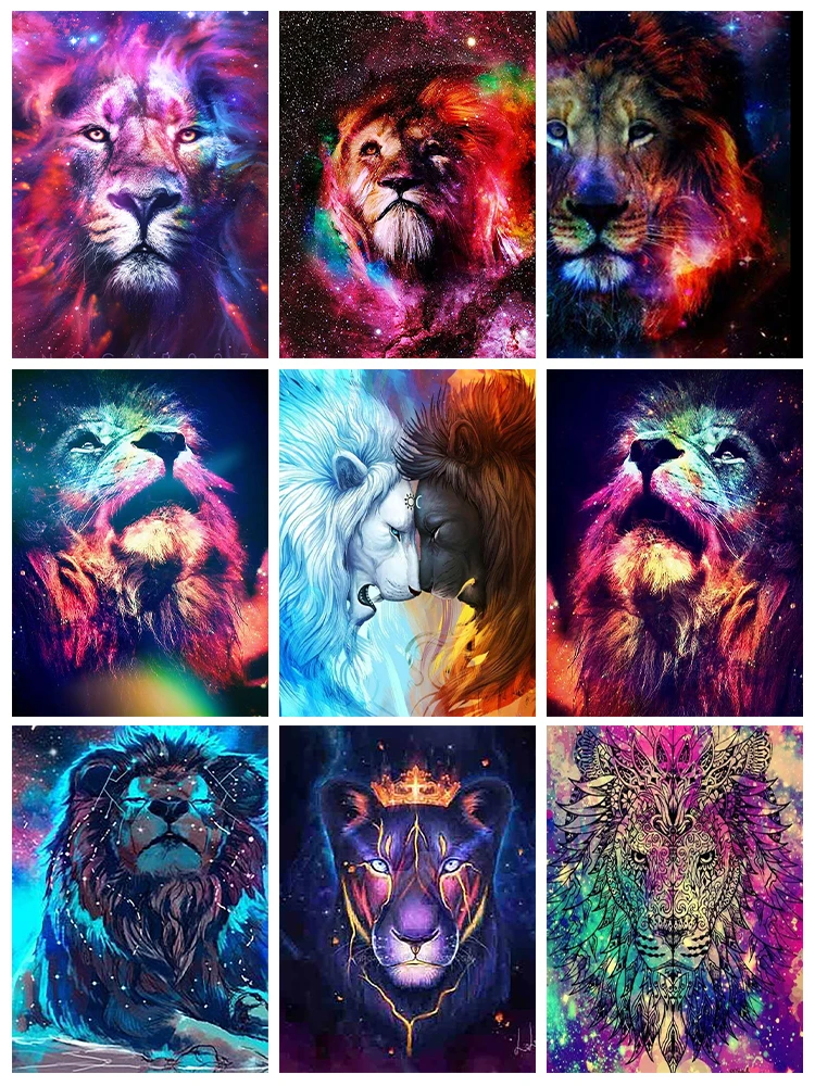 Animal 5D diamond painting Fantasy Colorful Lion King Diamond Painting Mosaic Full Diamond Embroidery Painting Home Decoration