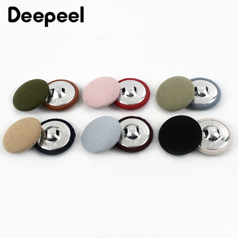 20Pcs Deepeel 11-30mm Alloy Cloth Covered Round Buttons for Clothing Coat Decorative Snap Button Shirt Buckle Sewing Accessories