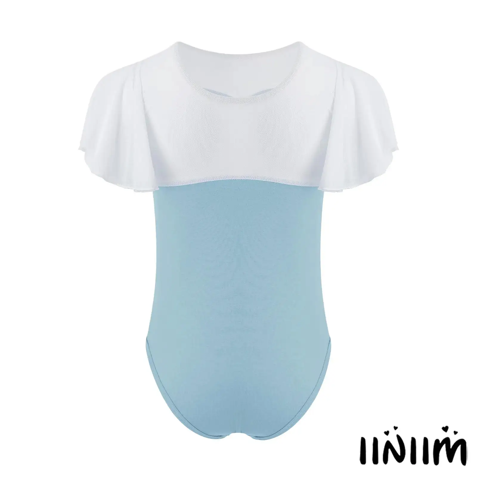 

Girls Ice Figure Skating Dance Leotard Playsuits Round Neck Sleeveless Press Button Crotch Bodysuit for Ballet Dance Competition
