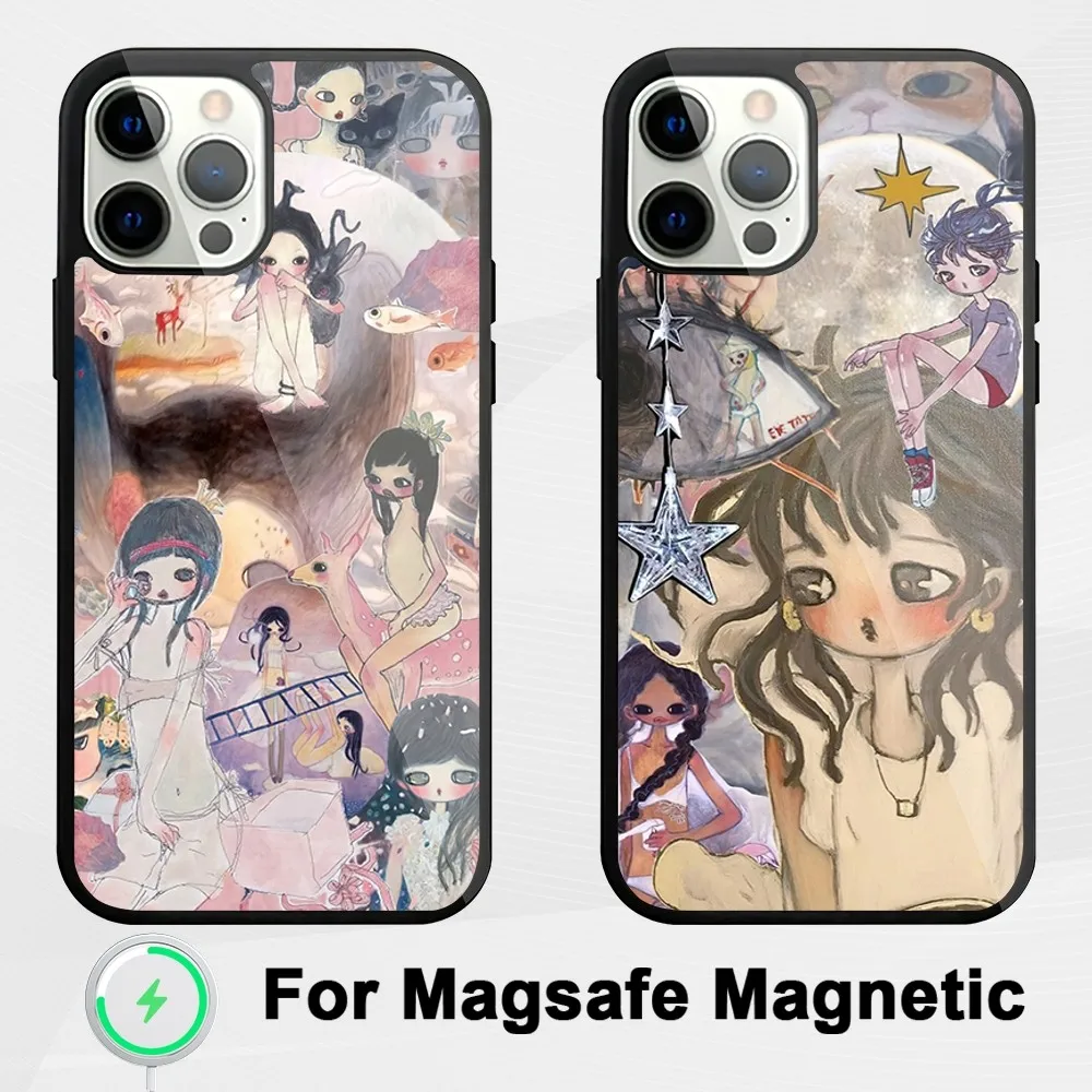 Art Aya Takano Cute Girl Phone Case For iphone Pro 11 Max 13 Plus 12 14 Mini 15 Magsafe Magnetic Wireless Charging Shell