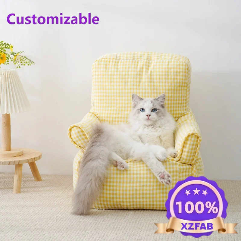 Factory Direct 2026 Pet sofa four seasons universal cat litter kennel removable washable fabric cat bed