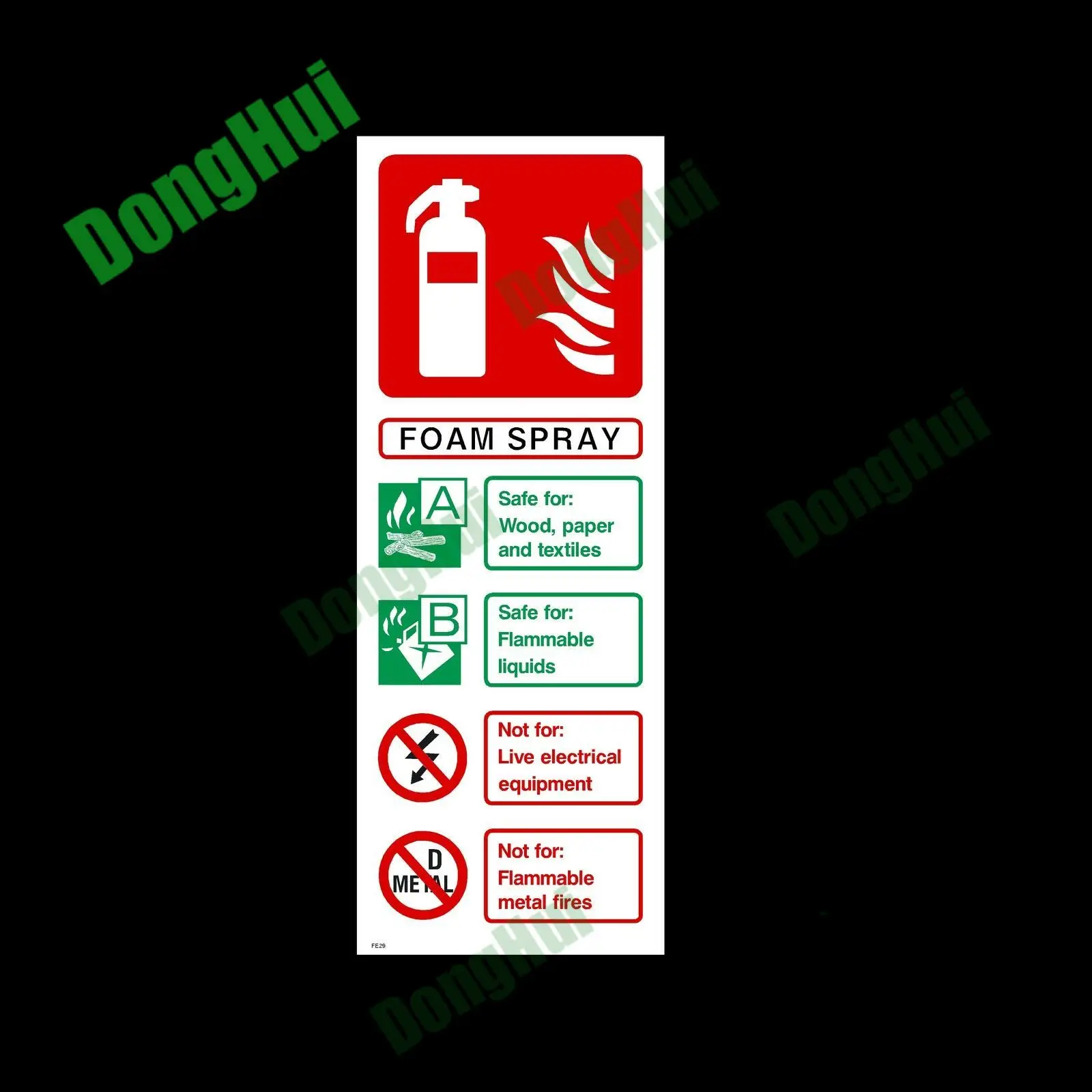 Fire Extinguisher Sticker Fire Sign Wall Stickers Warning Plastic Sign Caution Danger for Public Facilities PVC