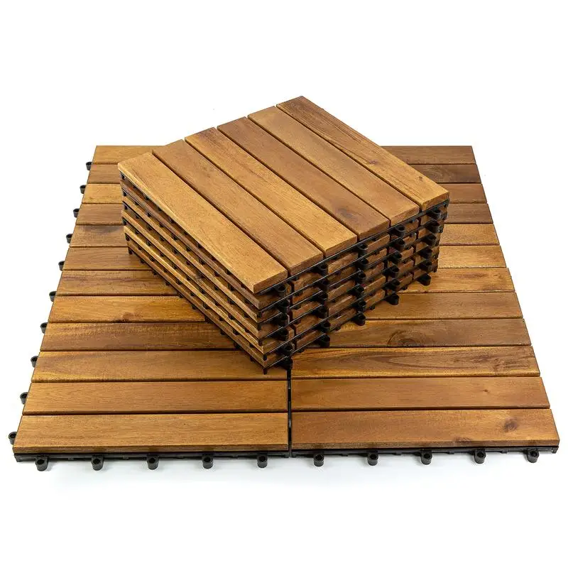 

12"x12" Acacia Wood Deck Tile with 6 Slats - Suitable for Outdoor Flooring