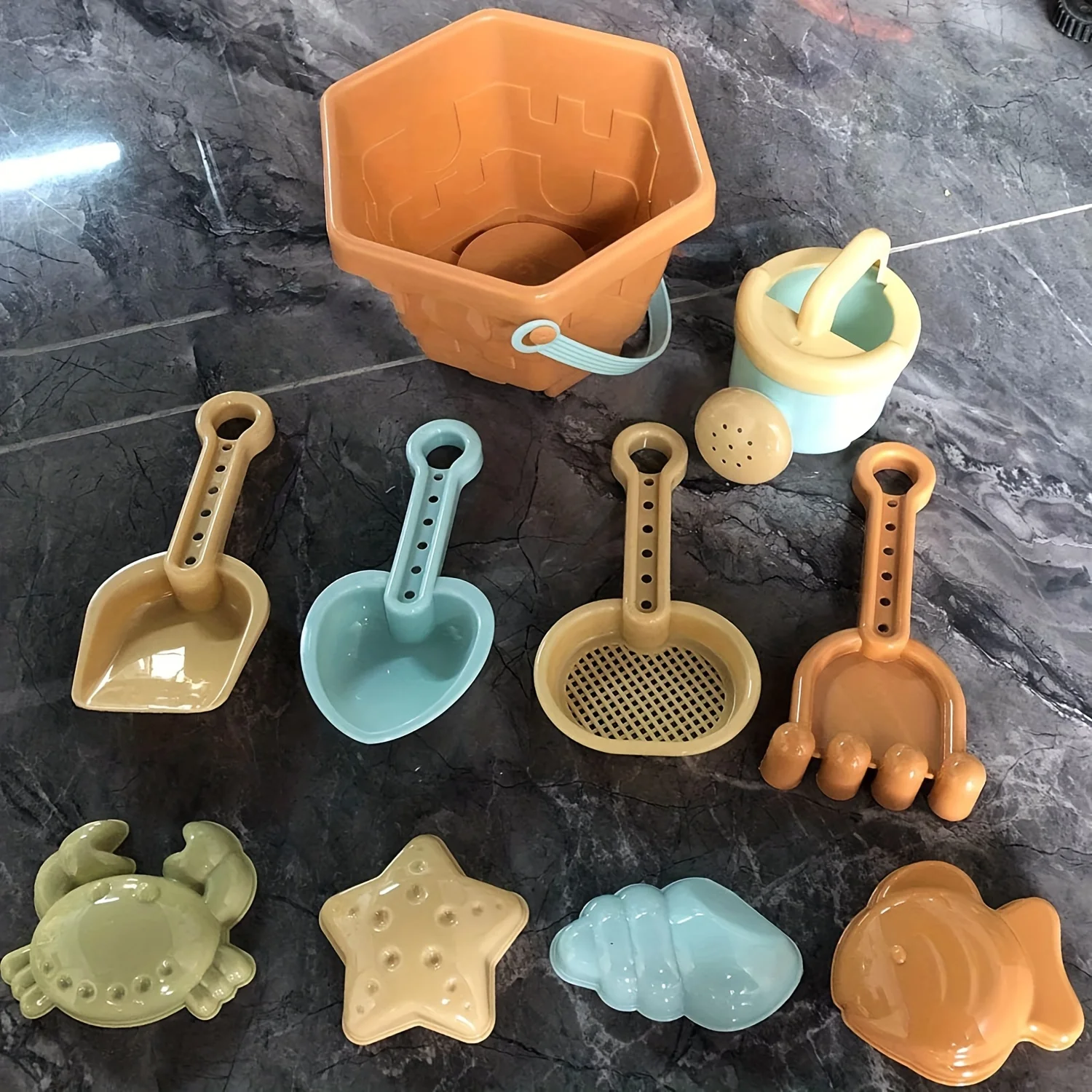 Ensemble de jouets de sable de plage pour les tout-petits, seaux de plage, kits d'outils de pelle, moules d'animaux océArabes aléatoires, boîte à eau, bac à sable, 10 pièces