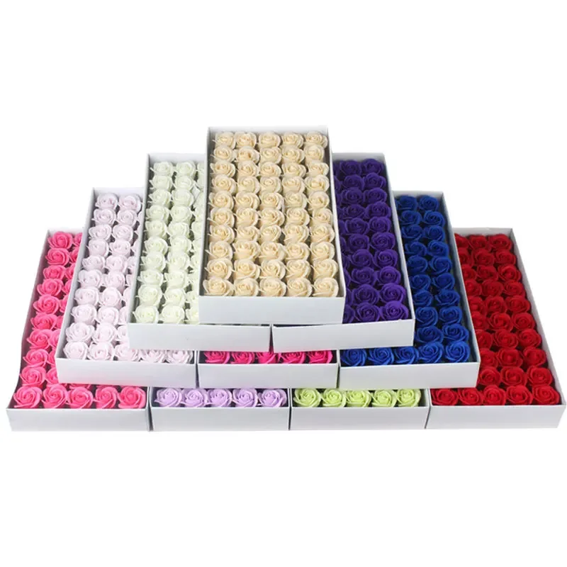50PCS/Box Soap Flowers Artificial Flower 3-layer Rose Floral Scented Valentine'S Day Wedding Home Decoration Soap Roses - Detail 1