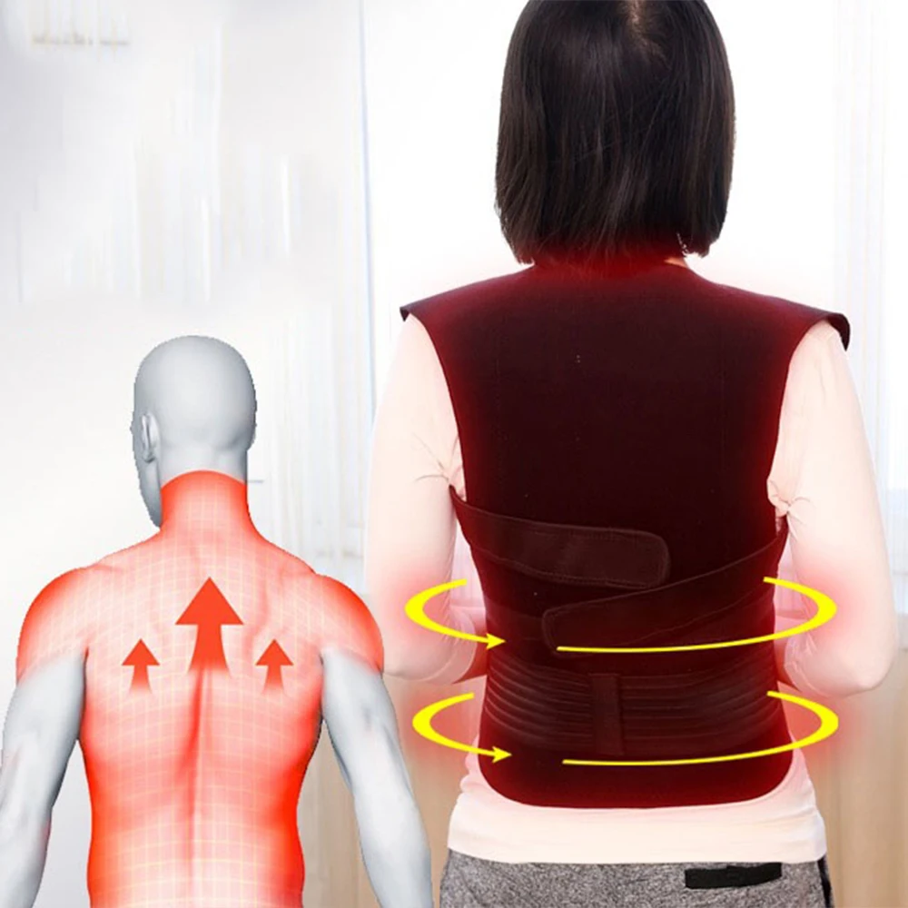 Back Support Belt Shoulder Lumbar Back Discomfort Relieve Tourmaline Magnets Warming Brace Belt corrector de postura de espalda