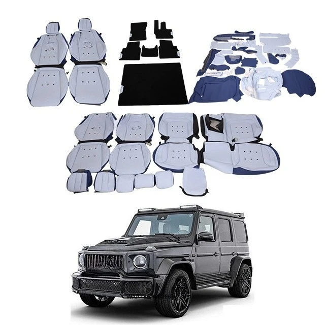 G Class Nappa Leather Seat Covers Full Interior Custom Kit Dashboard Door Panel ABC Pillar Floor Trunk Mats