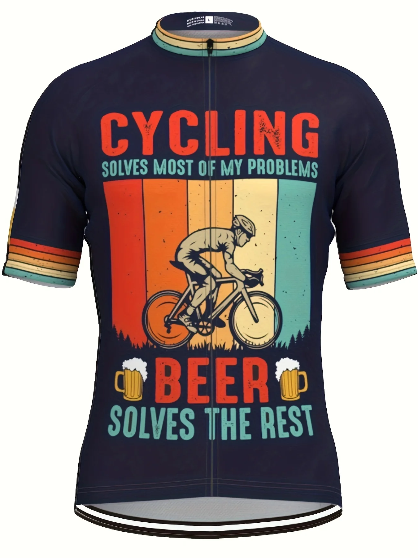 Mens Short Sleeve Cycling Jersey Quick Dry Mountain Bike Cycling Top Riding Solves Most Of My Problems Beer Solves The Rest