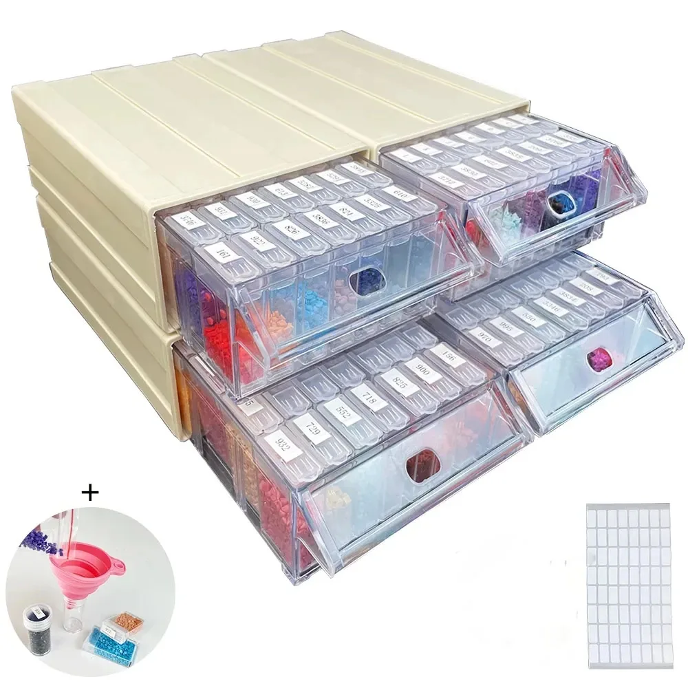 CHENISTORY Diamond Painting Accessories Drawer Detachable Storage Box Bottles Grids Mosaic Container With Tools