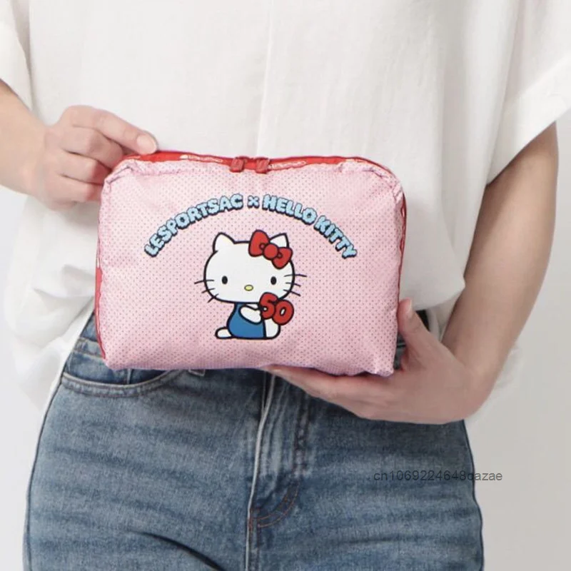 Hello Kitty Cartoon Large Capacity Makeup Bag Portable Travel Foldable Storage Bag Japanese Style Cute Printed Fashion Wash Bag