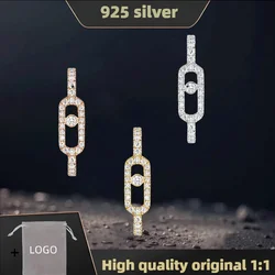 Real S925 Sterling Silver Sparkle MOVE Diamond UNO earrings Women Luxury jewelry brand girls festive gift dazzling banquet