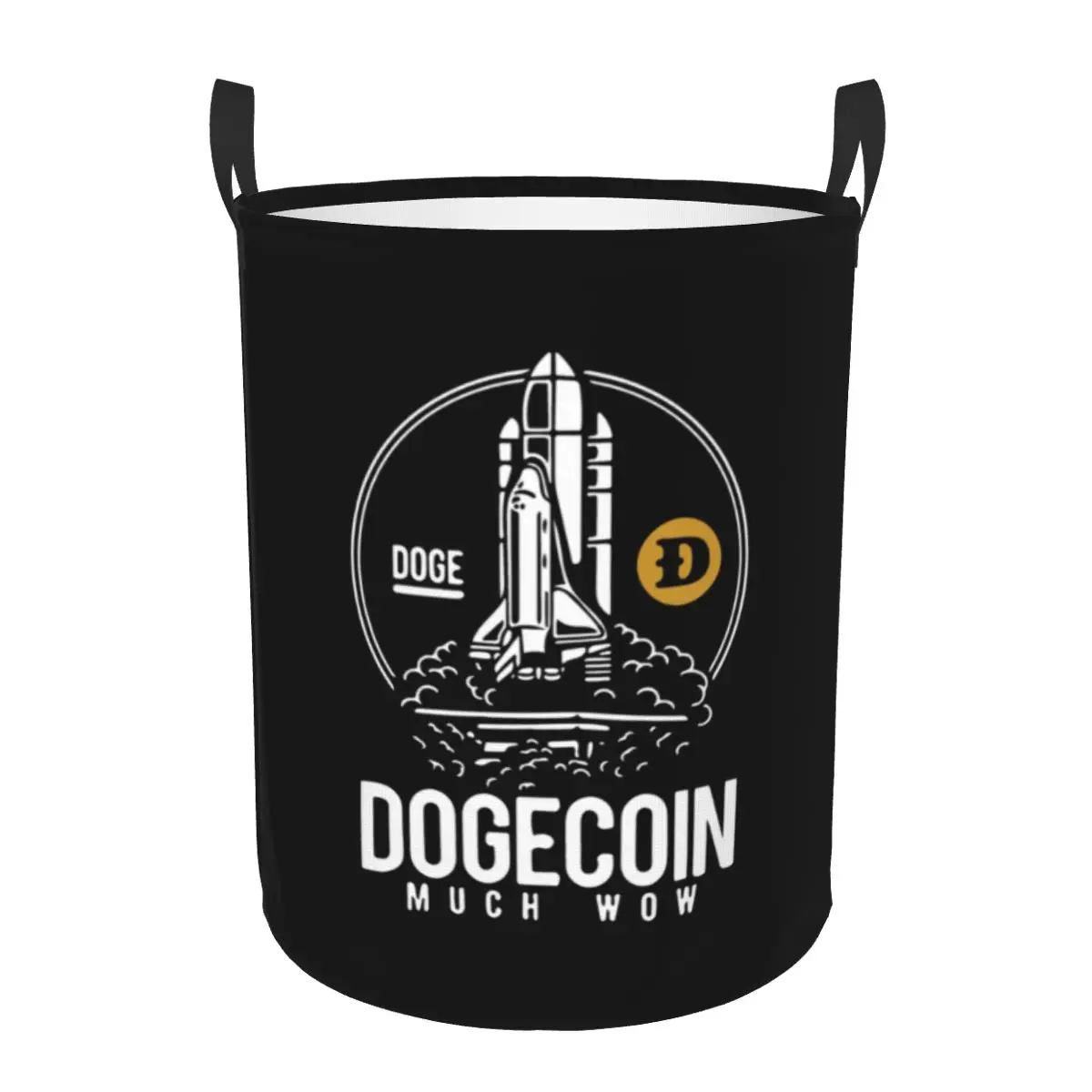 Dogecoin Rocket To The Moon Laundry Basket Foldable Large Clothes Storage Bin Bitcoin Crypto Cryptocurrency BTC Baby Hamper