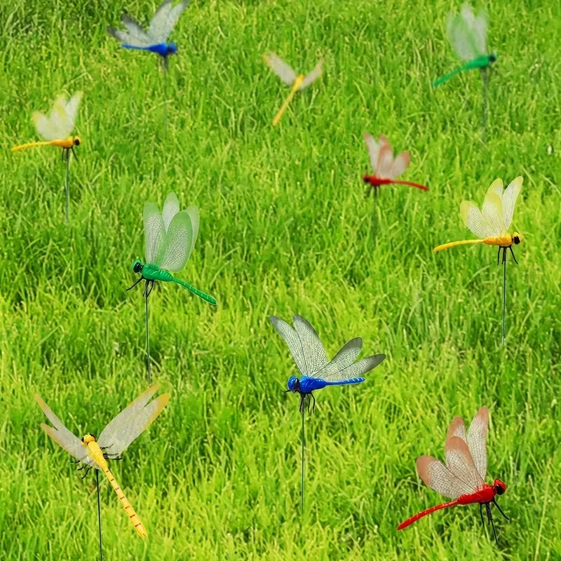Simulation Dragonfly Clip Bug Deterrent Dragonfly Hat Clip Dragonfly Garden Decors Clip-On Outdoor Garden Dragonflies Decoration