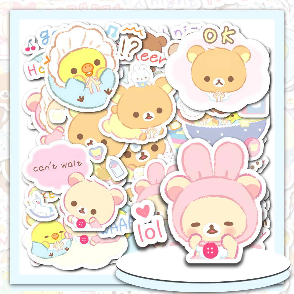 Usasabe Relax Bear Tiny Stickers Superdickes Selbstklebendes Aufkleber-Set für Tagebücher, Hochauflösendes Sticker-Paket – Detail 2