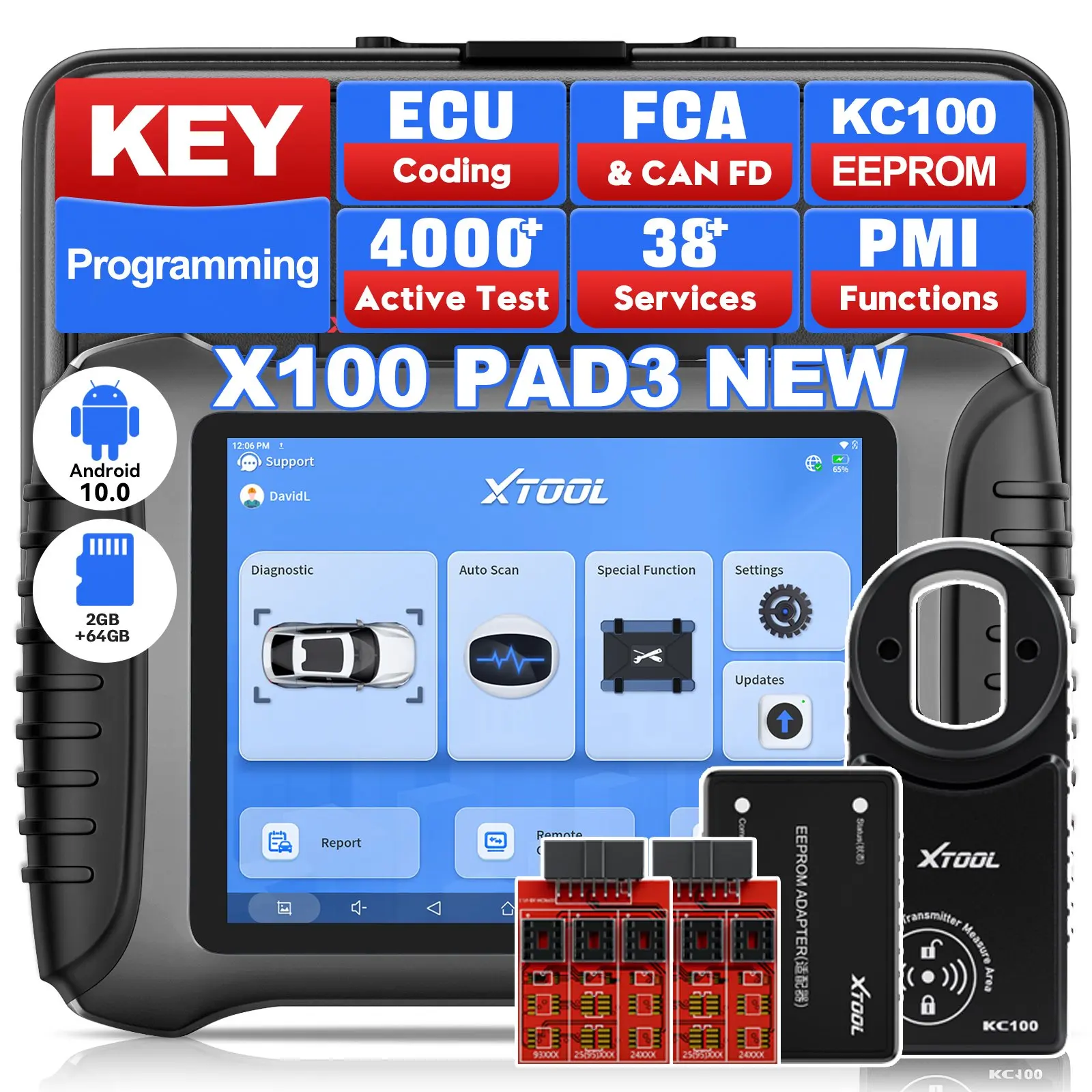 USA Warehouse Xtool X100 Pad3 Car Key FOB Programming Tool Key Programmer Immobilizer Pin Code Reader Scanner with KC100 EEPROM