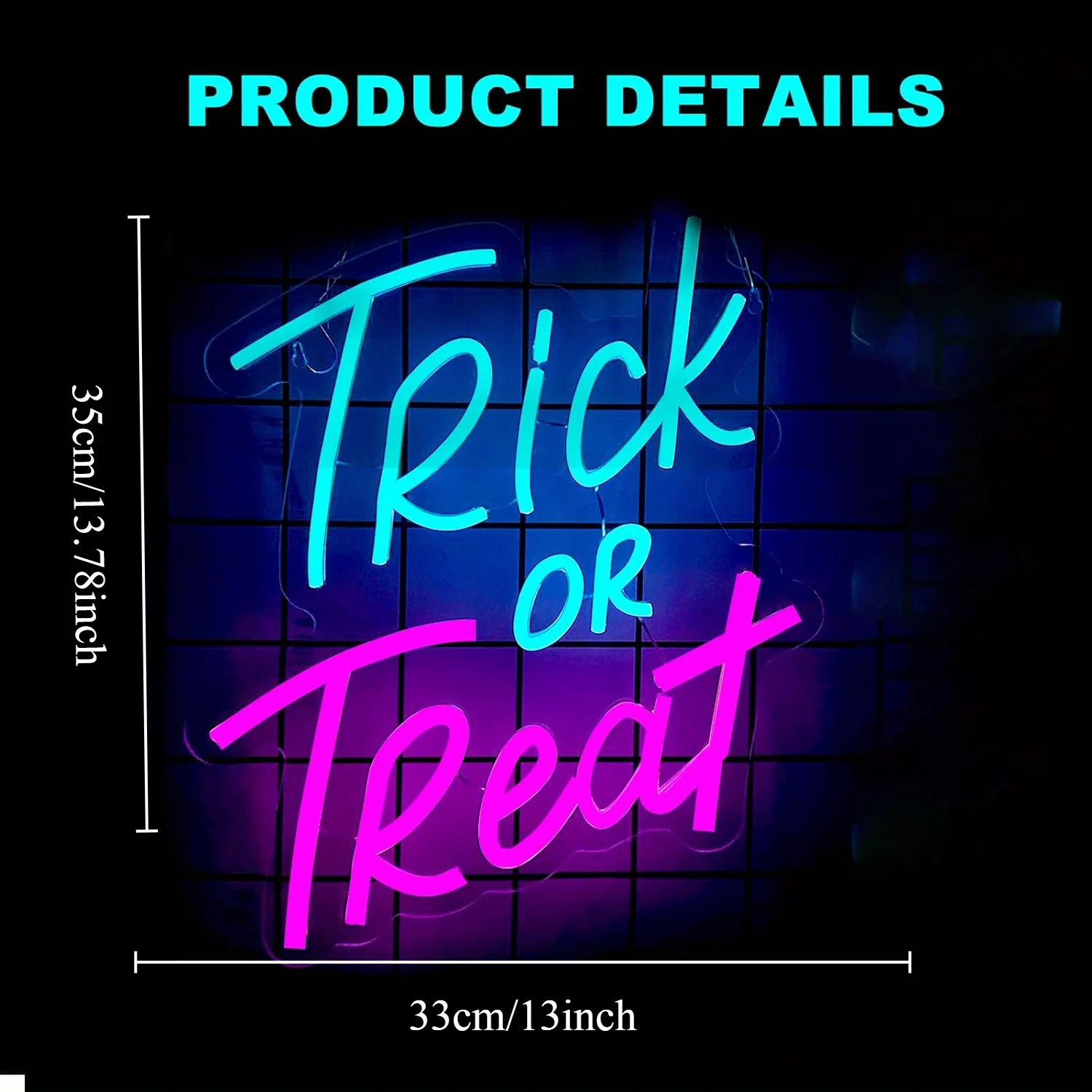 Trick or Treat Neon Sign Halloween LED Signage for Gatherings Halloween Gifts Bedroom Living Room Corridor Decoration USB Port