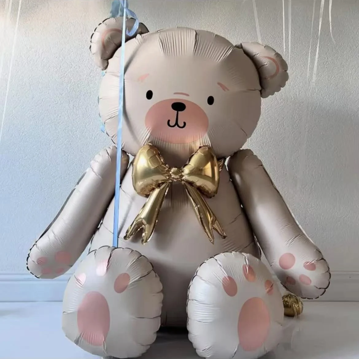 Schleife Bär Aluminiumfolie Ballon Braun/Mattweiß Bär Ballon Geburtstag Hochzeit Dusche Jahrestag Dekoration Geburtstagsgeschenk – Detail 4