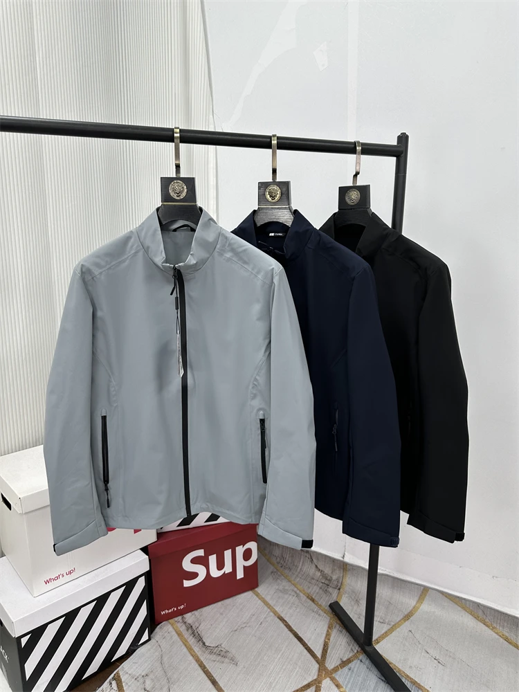 

Faionable Fall Commute Windproof Warm Fce Lined Men's Sport Casual Stand Collar Jaet Stand Fit Polyester Fiber