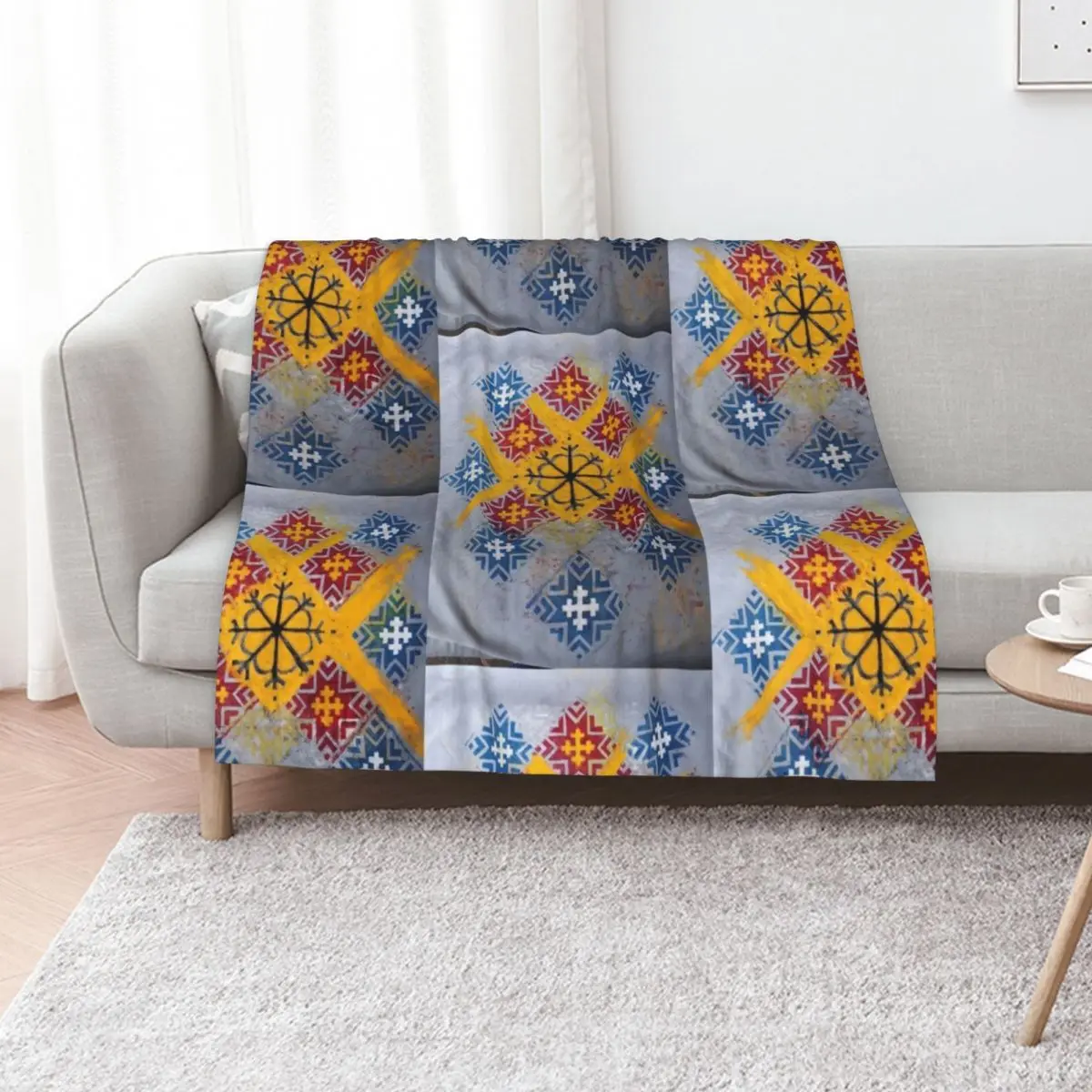 Latvian Power symbols : Sun and Morning Star Throw Blanket Custom Multi-Purpose Cute Plaid Vintage Tourist Nap Blankets