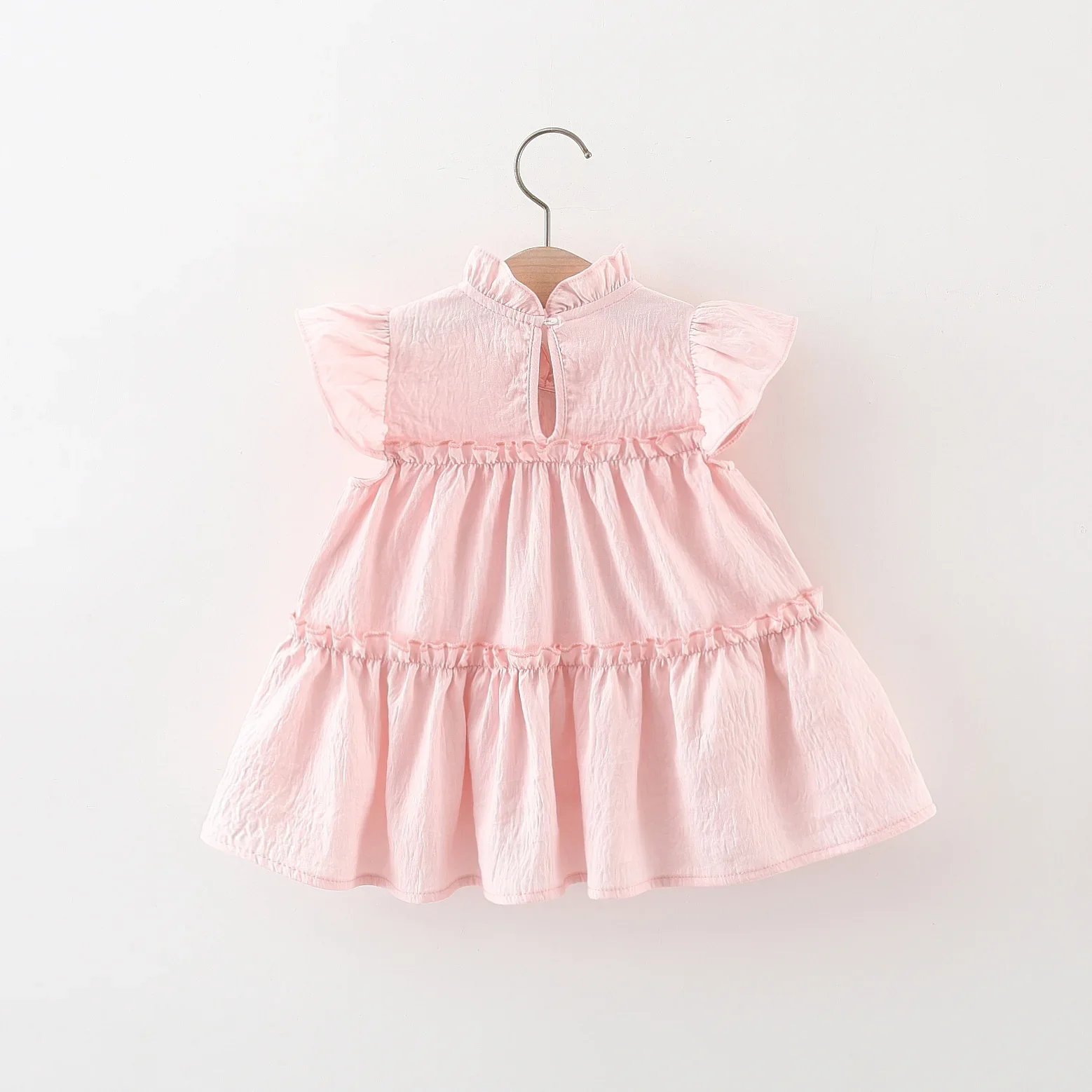 Summer New Pink Tulip Baby Girl Dress, Cute Ruffled Sleeve Children'S Clothing For Babies Aged 9 Months To 4 Years Old