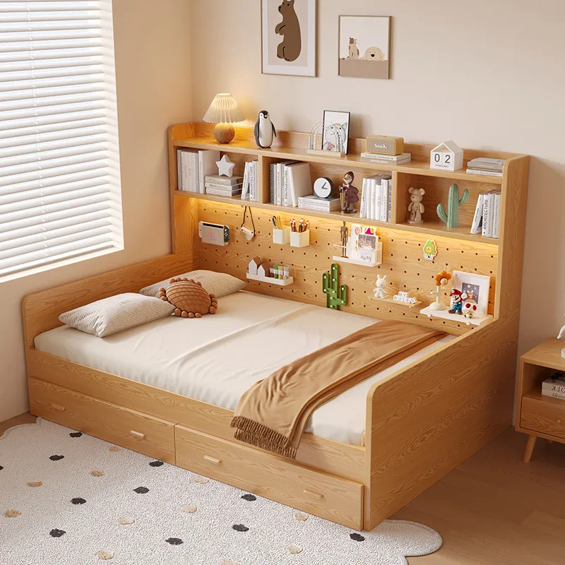 Cama individual multifuncional con estantería, cajón, ideal para apartamentos pequeños, cama tatami de gran capacidad, cama alta con escritorio, muebles para el hogar.