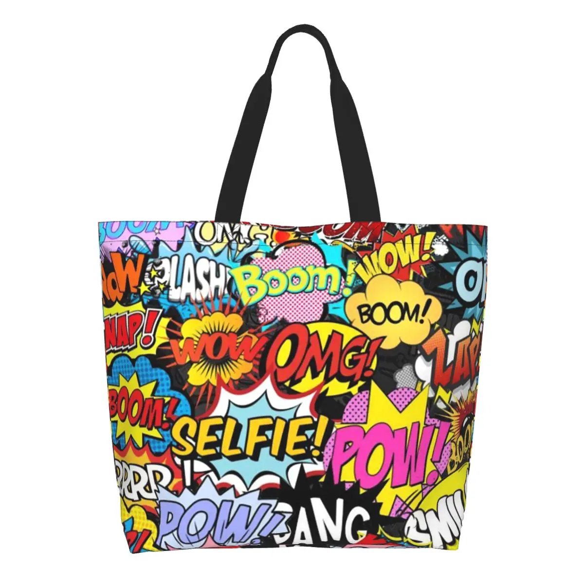 Fun Street Graffiti Comic Pop Art Shopping Tote Bag Canvas Large Capacity Shoulder Bags Shopper Grocery Handbag for Women