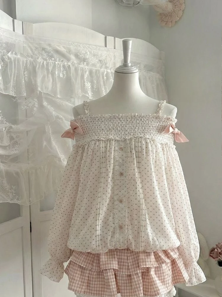 Japanese Retro Sweet Suits Women Lolita Ruffle Tops Bow Mini Skirt 2 Piece Sets Y2k Kawaii Cute Casual Fashion Outwear view 6