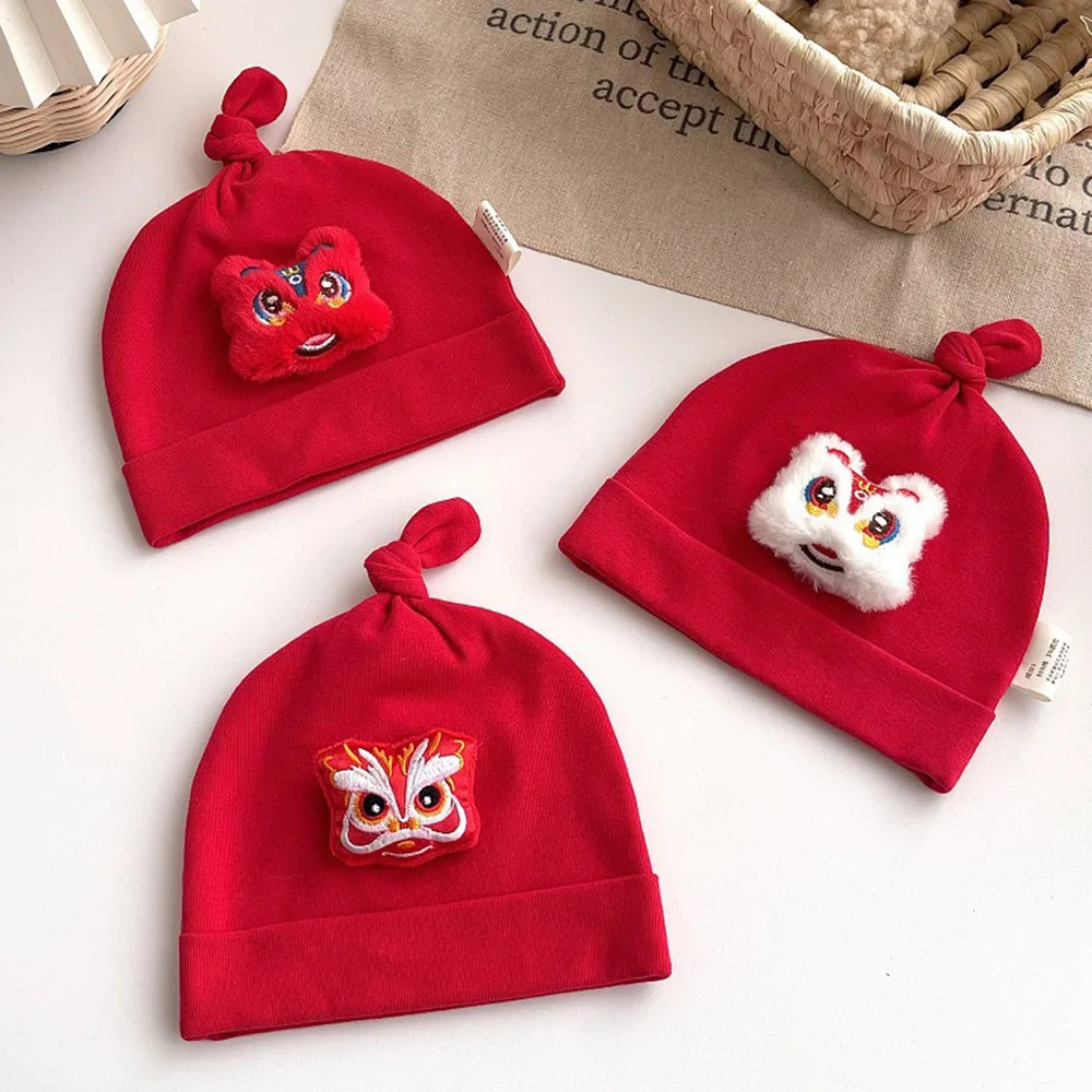 Christmas Baby Hat Red Color Spring Autumn Winter Newborn Baby Caps For Boys Girls 0 3 Months Chinese New Year Baby Bonnet