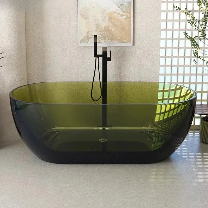 

Transparent Bath Individual Color Crystal Resin Oval Hotel Double Bath Artificial Stone53