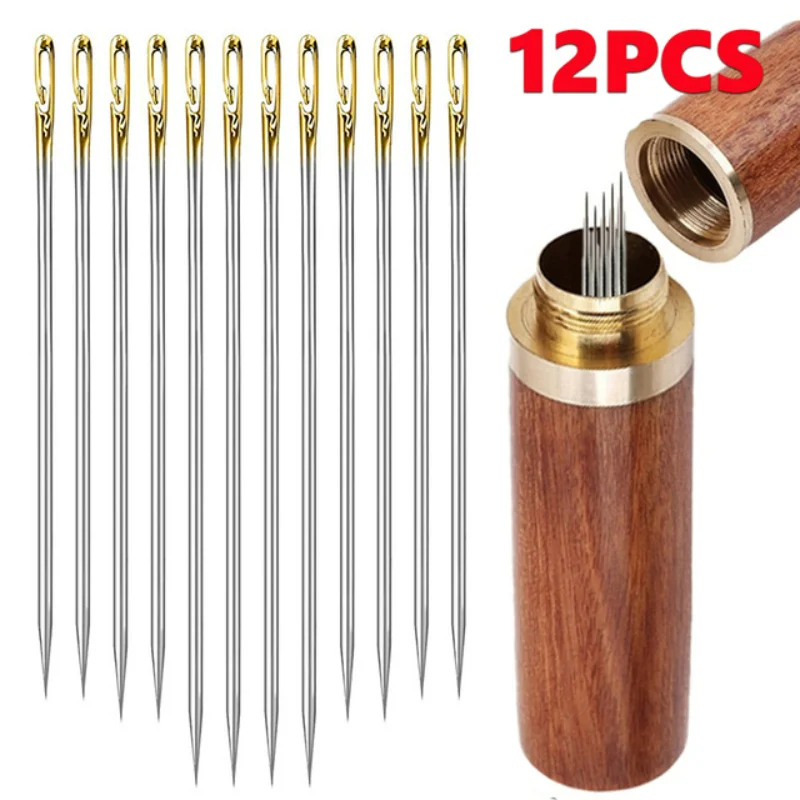 12/36PcsBlind Threading Needle Sewing Household Apparel Manual DIY Jewerly Beading Needles Big Hole Stainless Steel Needle